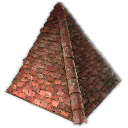 Angle de toit en tuiles à 90°, pans de bois
